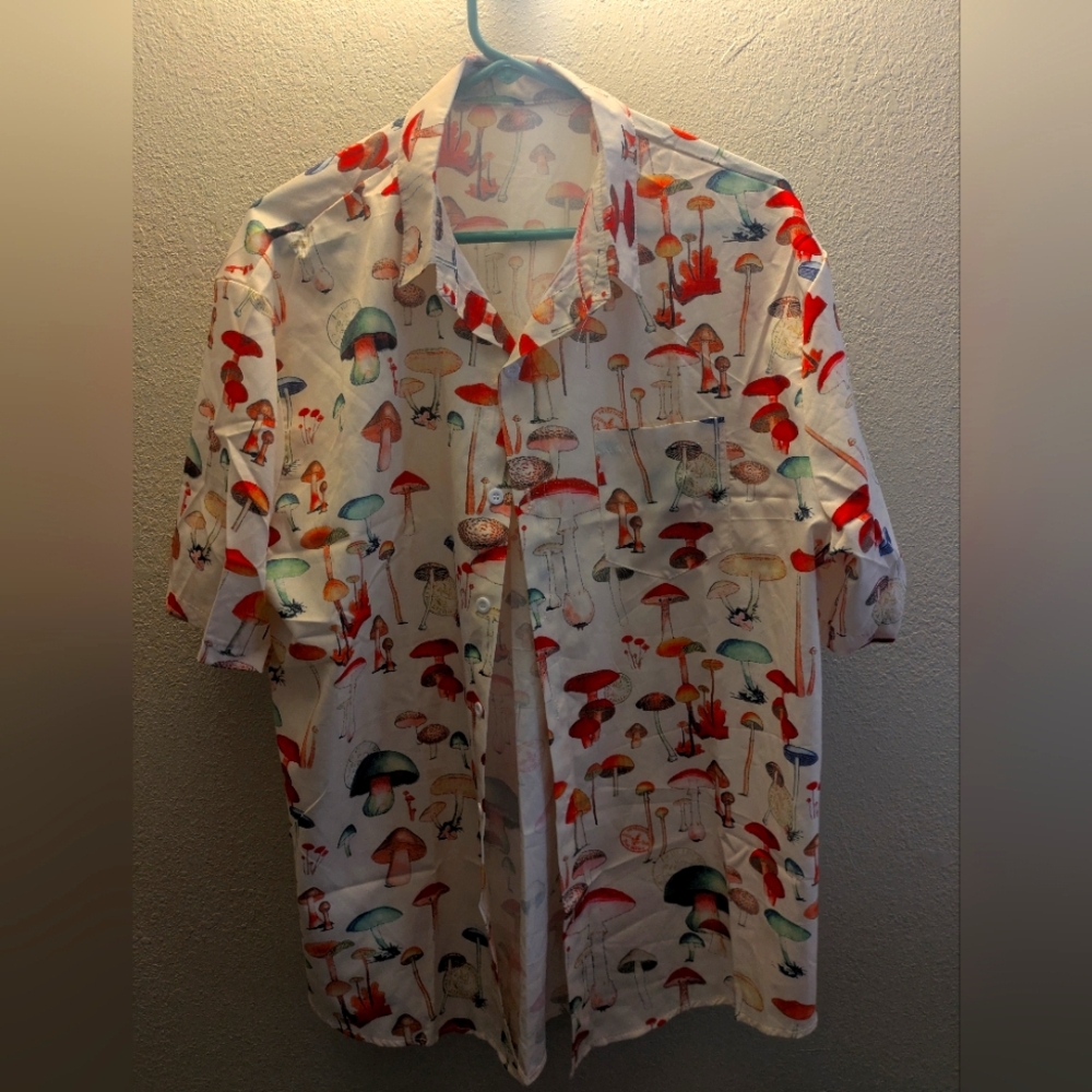 Mushroom Print Short Sleeve Shirt